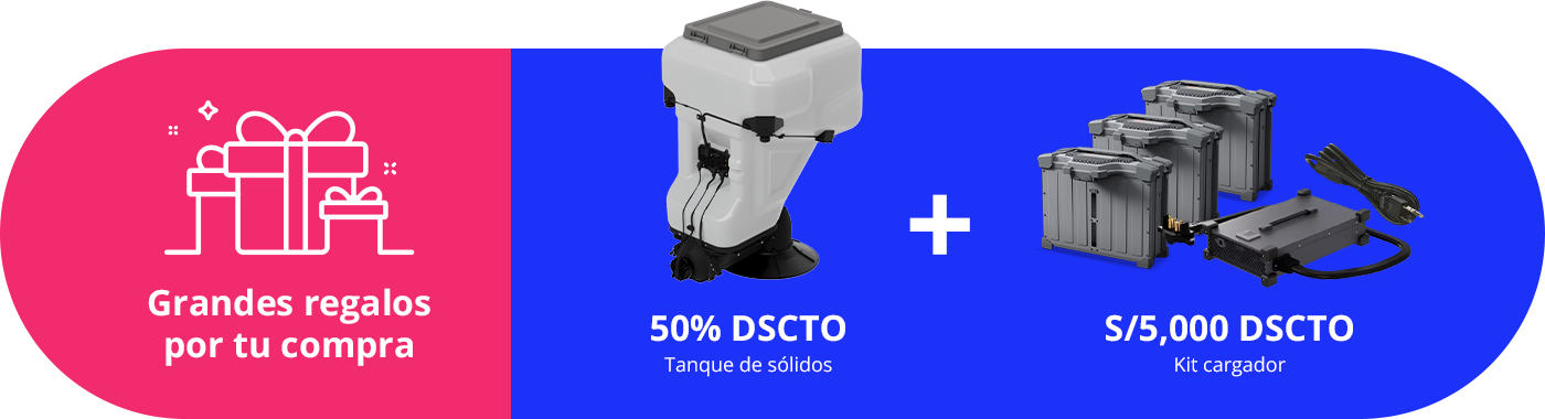 Grandes regalos por tu compra: 50% de descuento en tanque de sólidos y S/5,000 de descuento en kit cargador